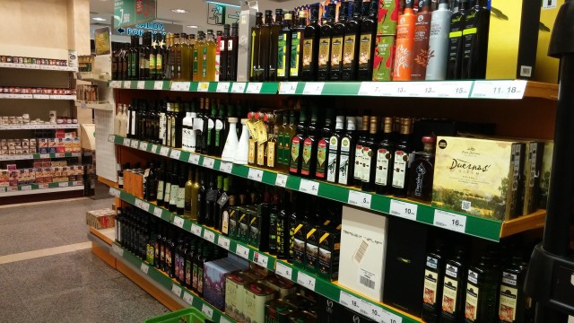 More olive oil at the Corte Ingles -- the higher priced brands.