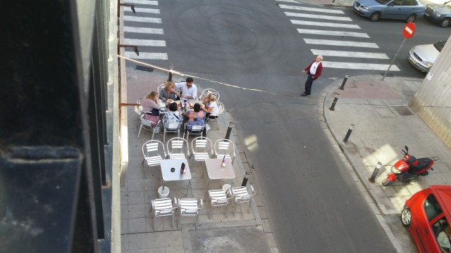 This is the view out our front window. Bar just below us does a very good business. They seem to have many loyal customers.